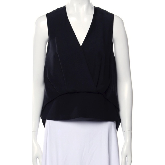 ALEXANDER WANG SILK V-NECK CROP TOP LONG BACK HOOK BACK CLOSURE SIZE M US 6 - Picture 1 of 4